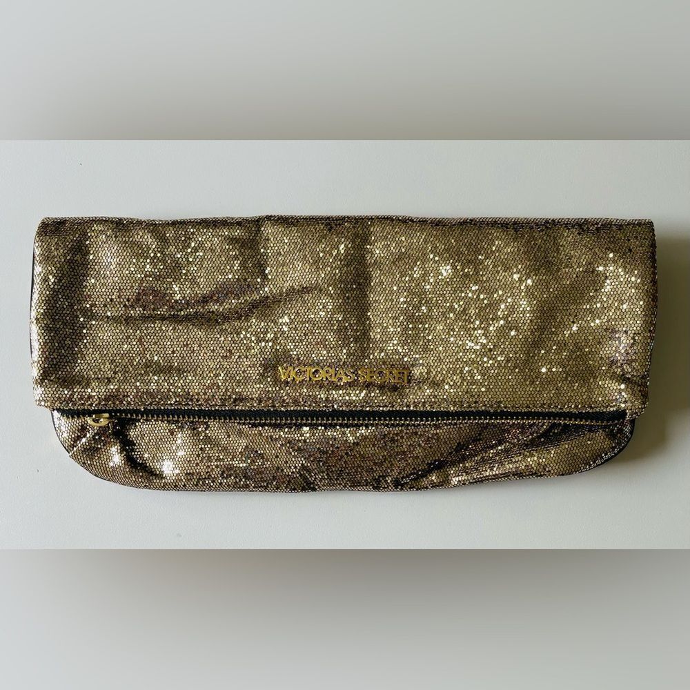 New Gold Glitzy Victoria’s Secret Foldover Clutch.